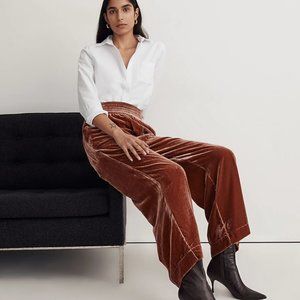 Madewell Silk-Blend Velvet Carley Wide-Leg Pants